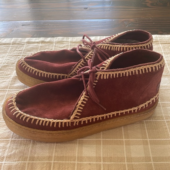 Anthropologie Sundance Shenje Chukka Laidback London Burgundy Shoes - Picture 2 of 6